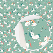 Teal Unicorns Printed Vegan Leather – Faux Leather Sheet or Roll for Crafting & DIY